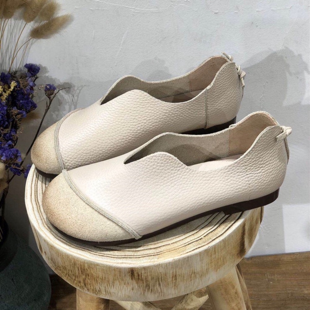 DD-line Cowhide retro women’s slip-on shoes White women’s 11.5